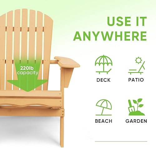 Miniatura 4 de Smart FENDEE Juego de 2 sillas plegables Adirondack de madera de cedro para todo tipo de clima, muebles de ocio al aire libre para relajarse,