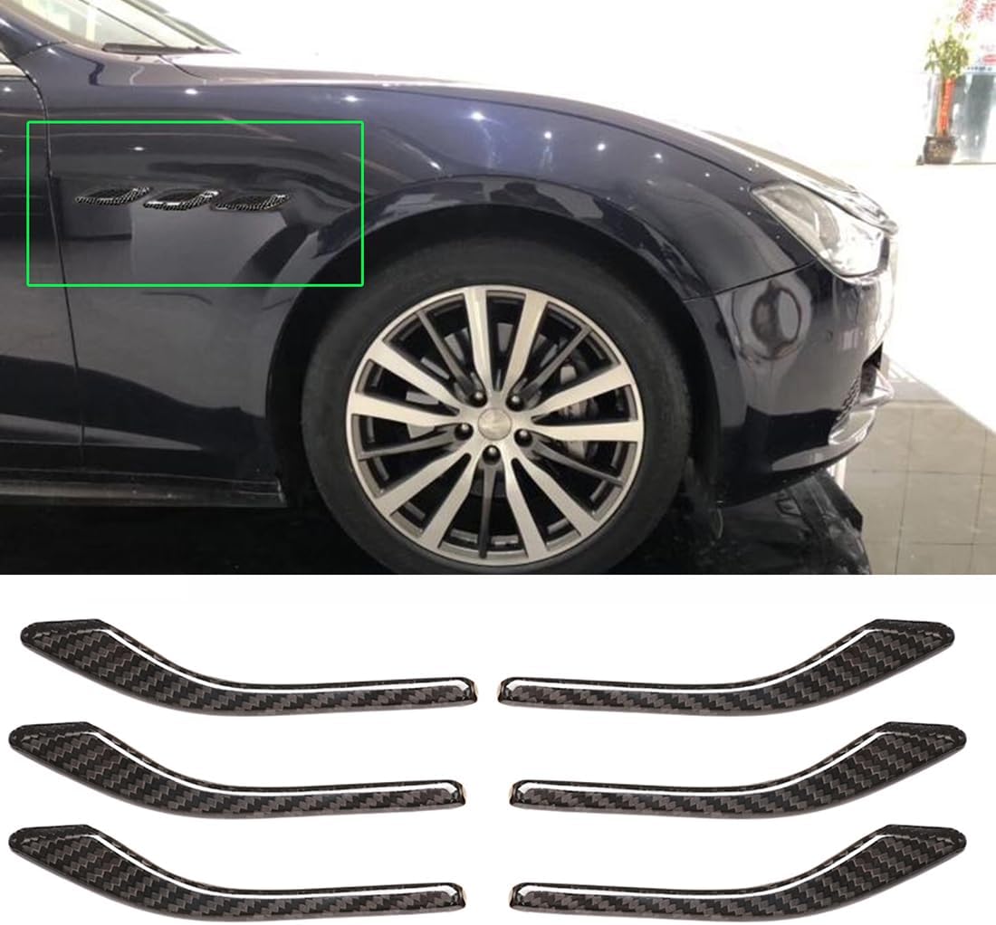 YOCTM Black Carbon Fiber Texture Side Air Vent Fender Cover Trim Sticker Fit for Maserati Ghibli 2014 2015 2016 2017 2018 2019 2020 2021 (6PCS/ Pack)