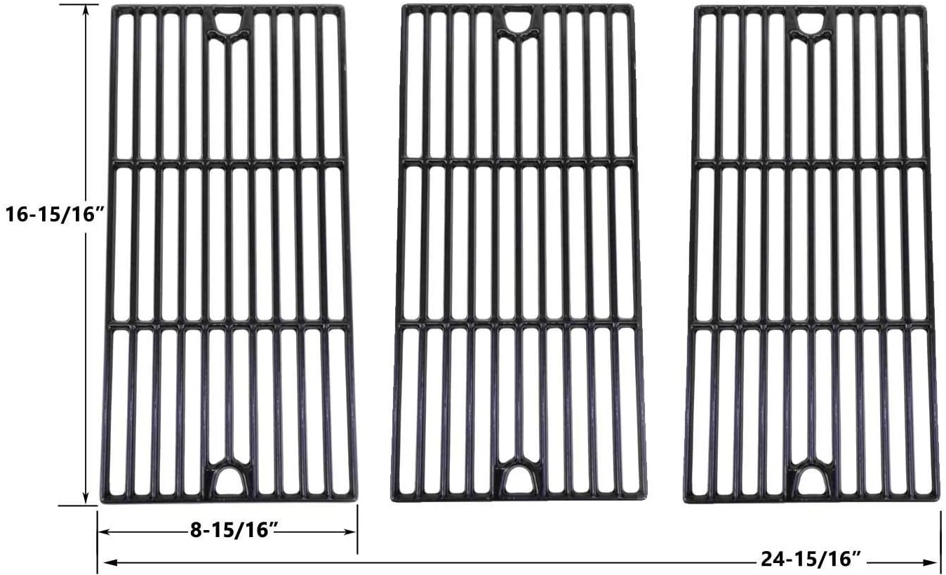 Porcelain Cast Iron Cooking Grid for Kenmore 415.16113, 415.16114010, 415.16115, 415.16117, 415.16123, 415.16123801, 415.16125, 415.16127, 415.16537900 Gas Grill Models, Set of 3