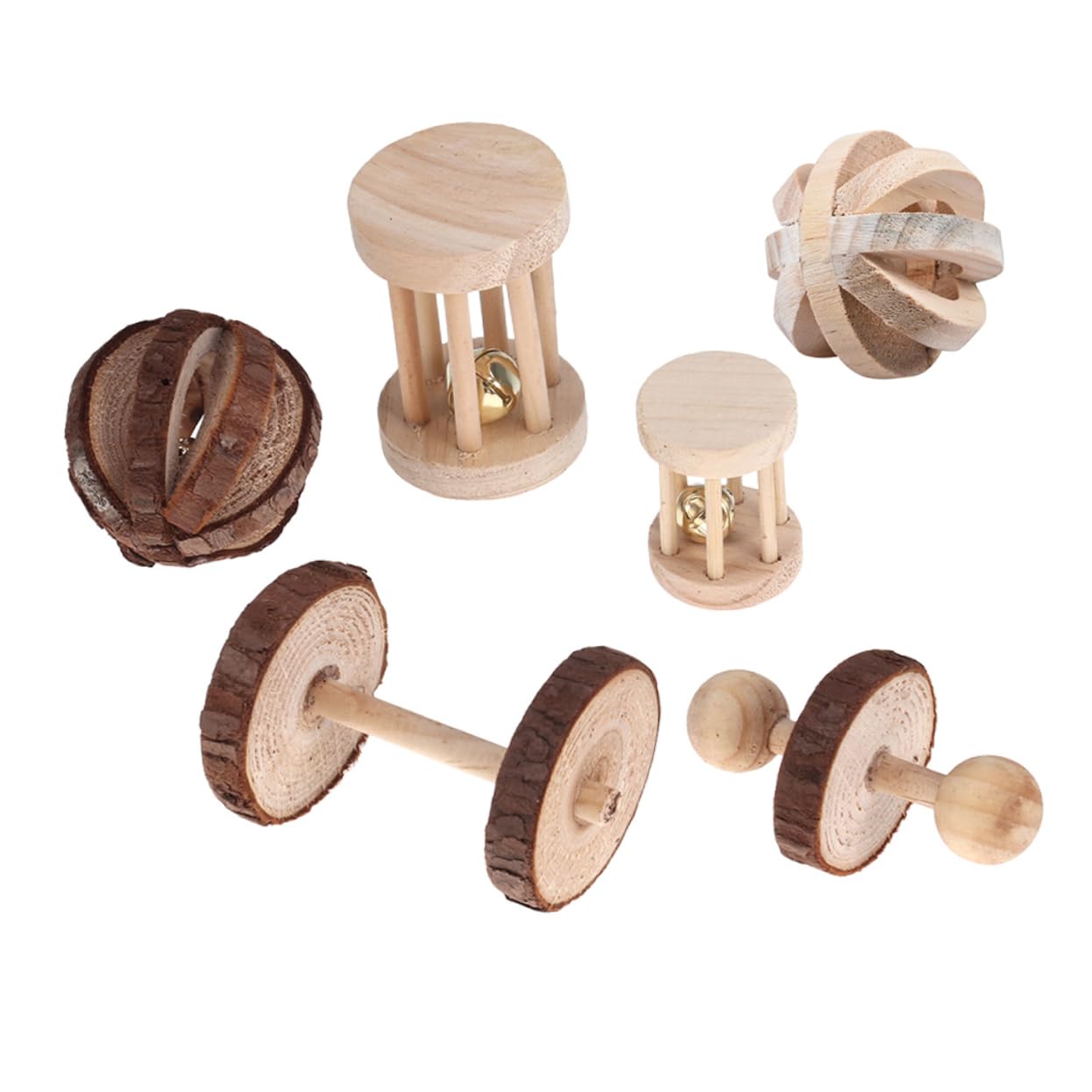 SUPVOX 18piezas Juguetes De Madera para Mascotas Pequeñas De Juguetes Masticables Naturales para Hámsters Conejos y Loros Cuidado y Entretenimiento para Roedores y Aves Varios Estilos