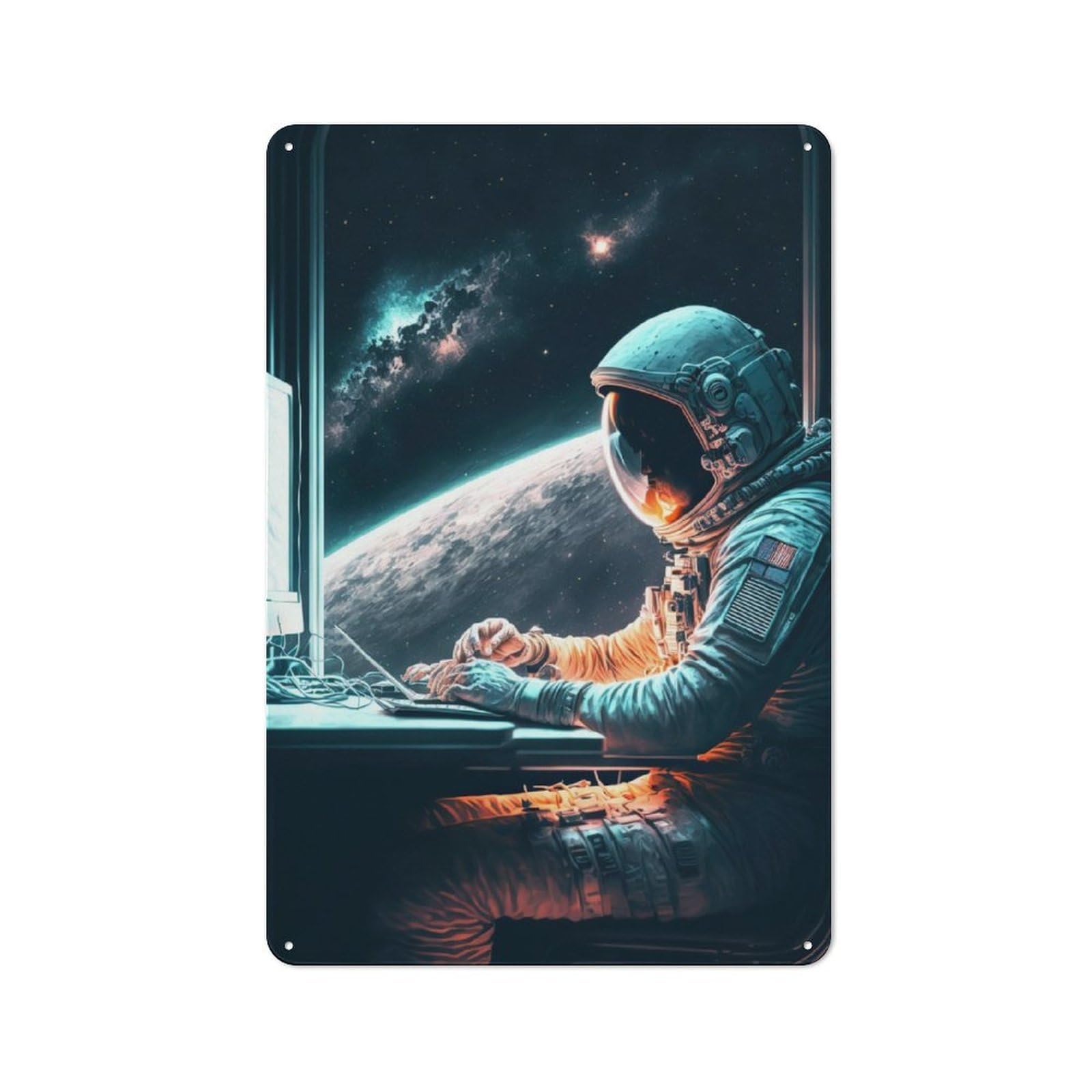 Junmoney Astronaut Game Vintage Metal Sign 30X20cm For Pub Or Café, For Collectors Of Vintage Metal Wall Decor