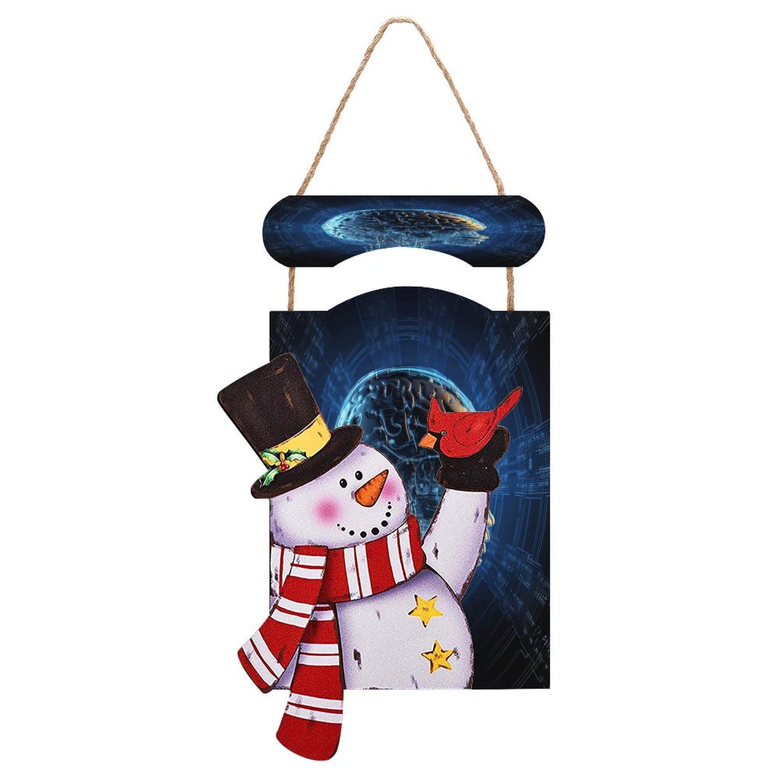 Panneau en bois bonhomme de neige pour porte d'entrée accueillante