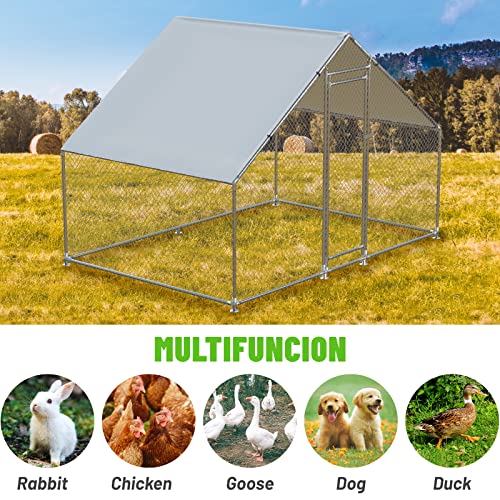 Large Metal Chicken Coop Walk-In Poultry Cage With Water-Resident And Anti-Uv Cover Duck Rabbit Cat House Outdoor Chicken Run Pen With Spire Shaped Cage #TOP5