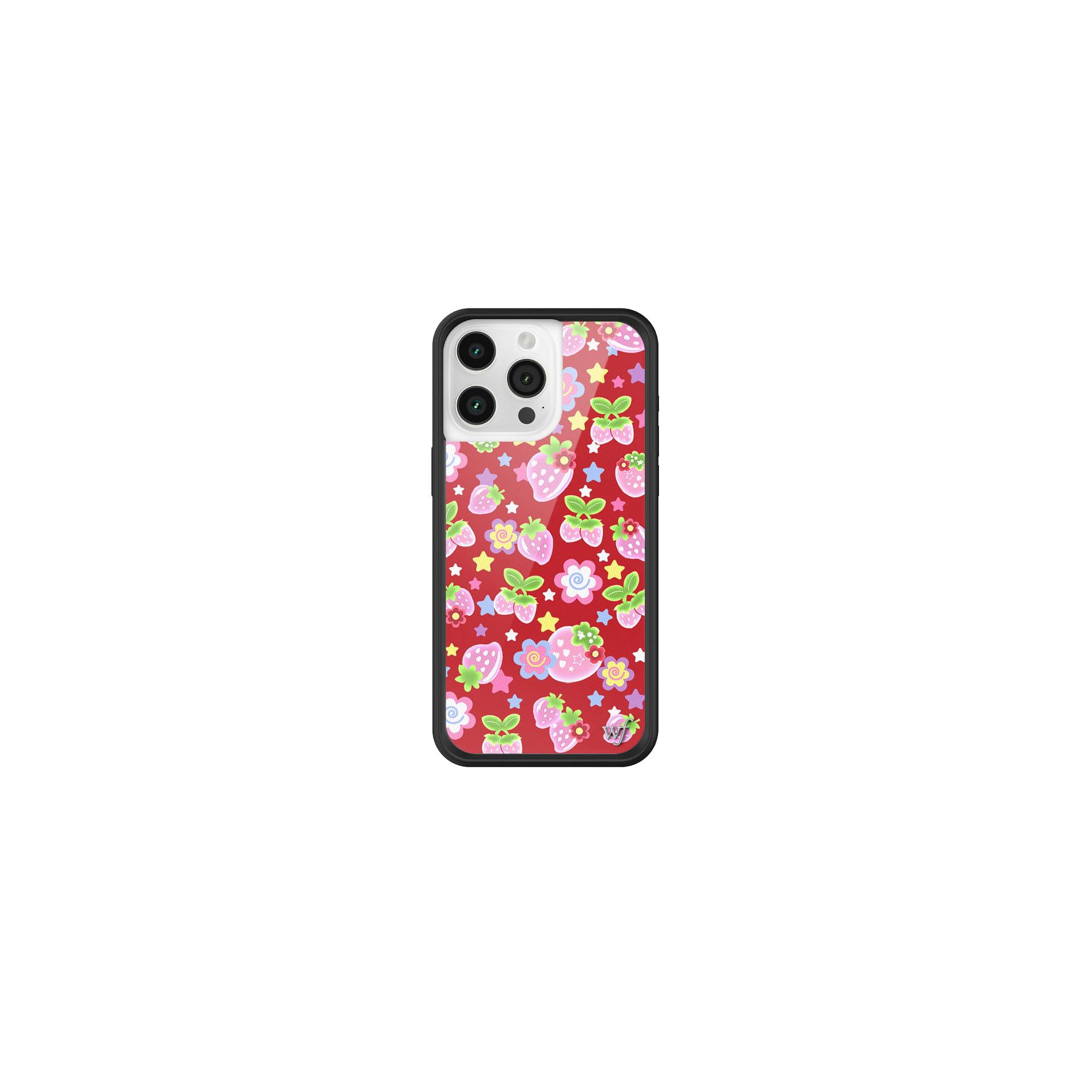 Wildflower Cases - Star-Berries Case, Compatible with Apple iPhone 15 Pro Max | Pink, White, Red, Trendy, Fruit, Floral - Protective Black Bumper, 4ft Drop Test Certified, Women Owned Small Business