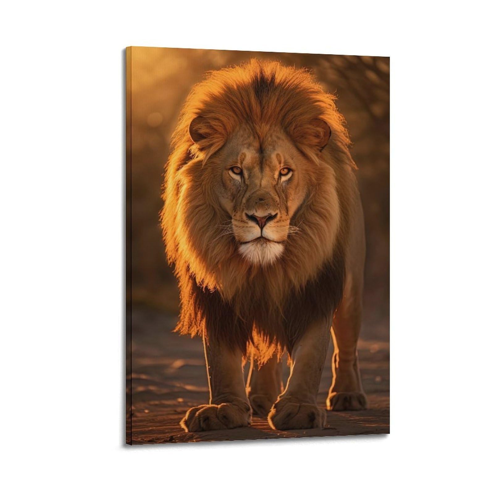 Lvalogy Animal Lion Poster Africa Wildlife Realistic King of The Jungle Sunset Savannah Art Poster