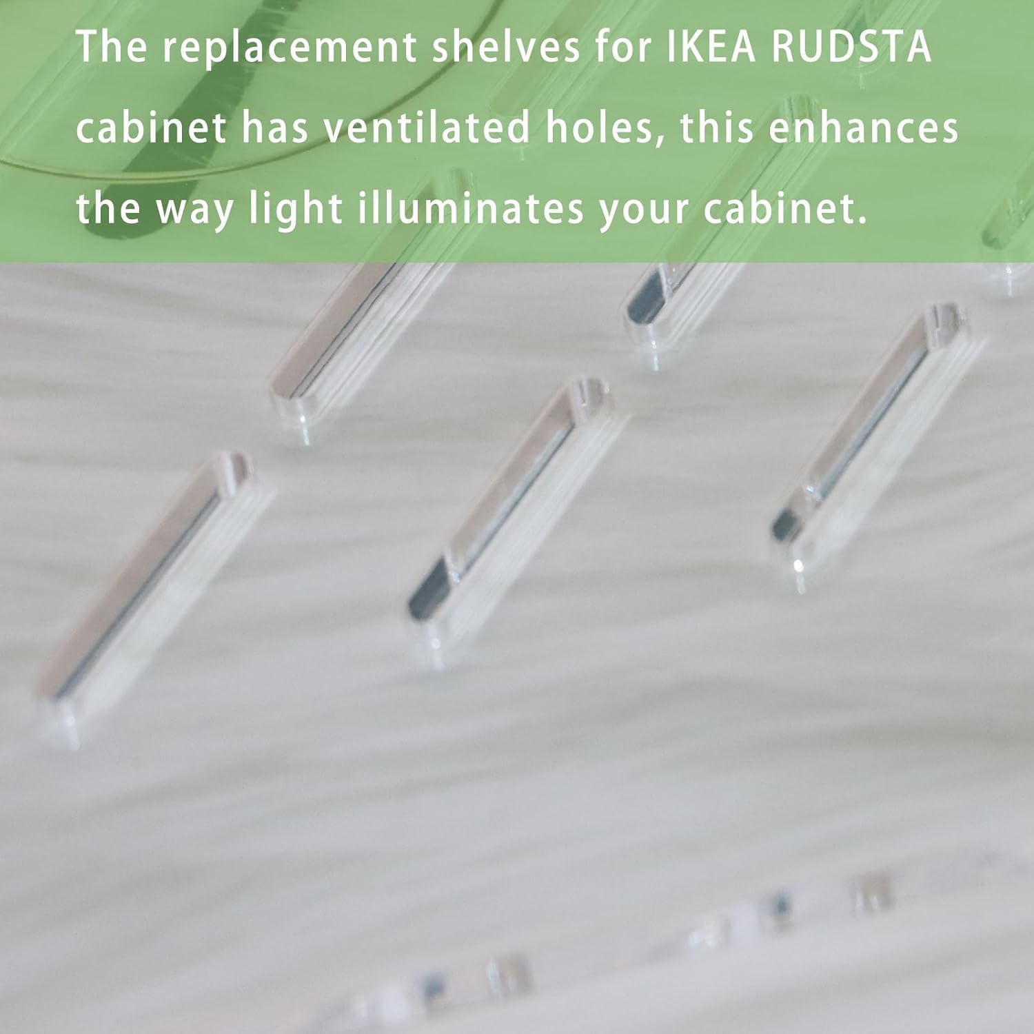 PIAOLGYI Triangle Shelf with Holes for RUDSTA,Replacement Shelf for IKEA RUDSTA,Triangular Acrylic Corner Shelves Extra Shelves with IKEA RUDSTA Glass Cabinet,15.5" x 13.38" (7mm)(2)