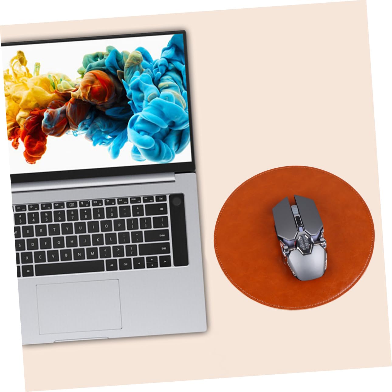 Tofficu Tappetino Per Mouse Da Gioco in Pelle Di Da 3 Pezzi Forma Rotonda Per Pc E Laptop