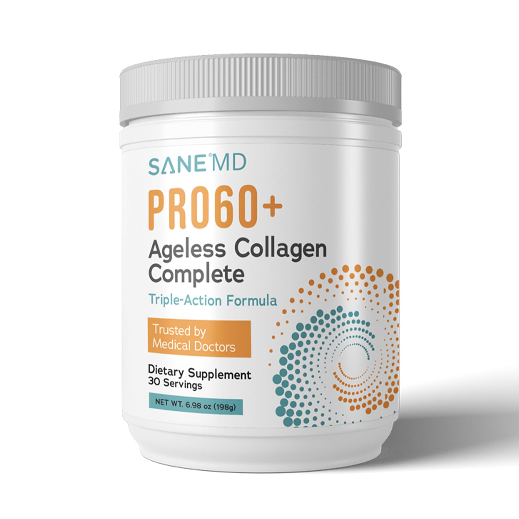 Sane MD PRO60 Collagen Peptides Powder - Multi-Collagen Types I II III V X with Biotin Vitamin C