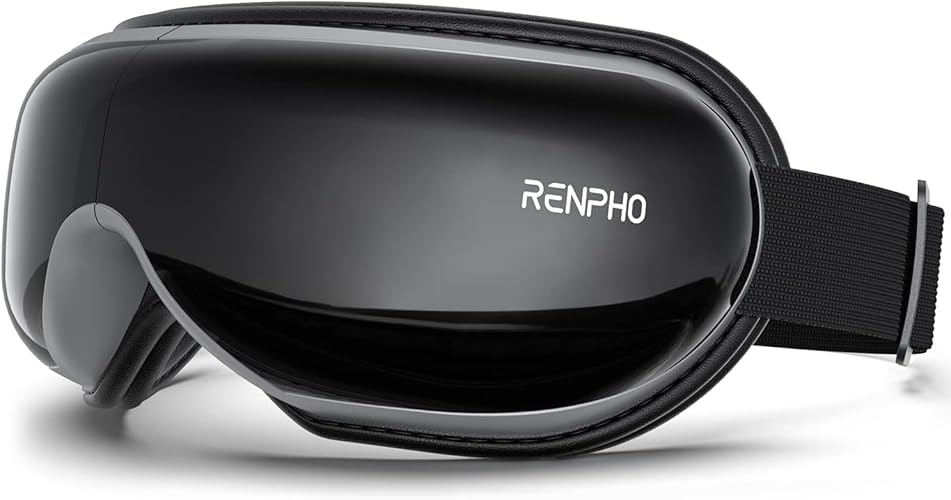 RENPHO Eye Massager with Heat, Eyeris 1 Heated Sleep Mask, Headache Massager for Migraine Relief Stye Eye Care Dry Eyes Relax Improve Sleep - C-Black-Shiny