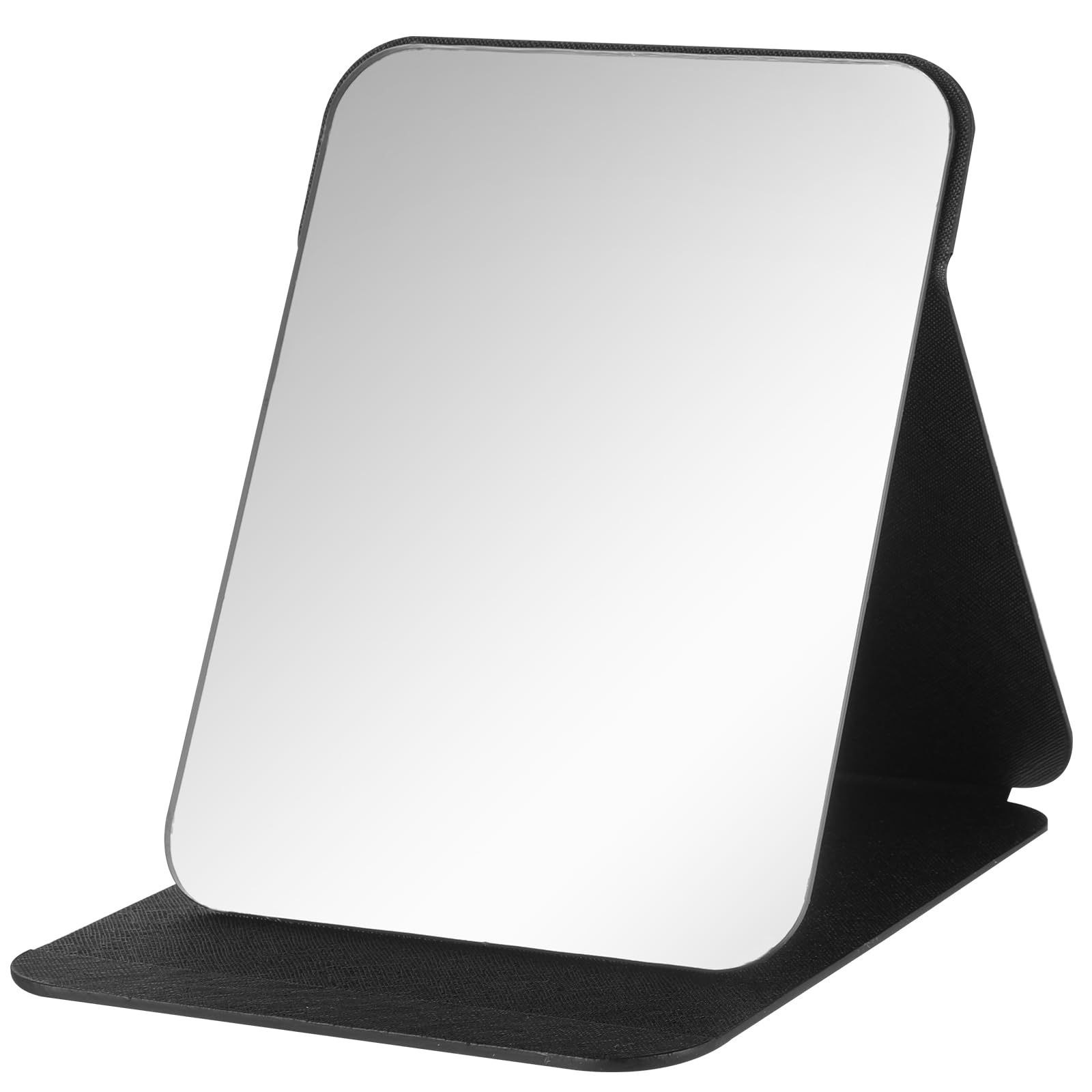 Miroir de Voyage Pliable 21,5 x 15,5 cm, Miroir de Table Portable avec Housse en PU, Miroir Maquillage Réglable pour Salle de Bain, Bureau et Voyage