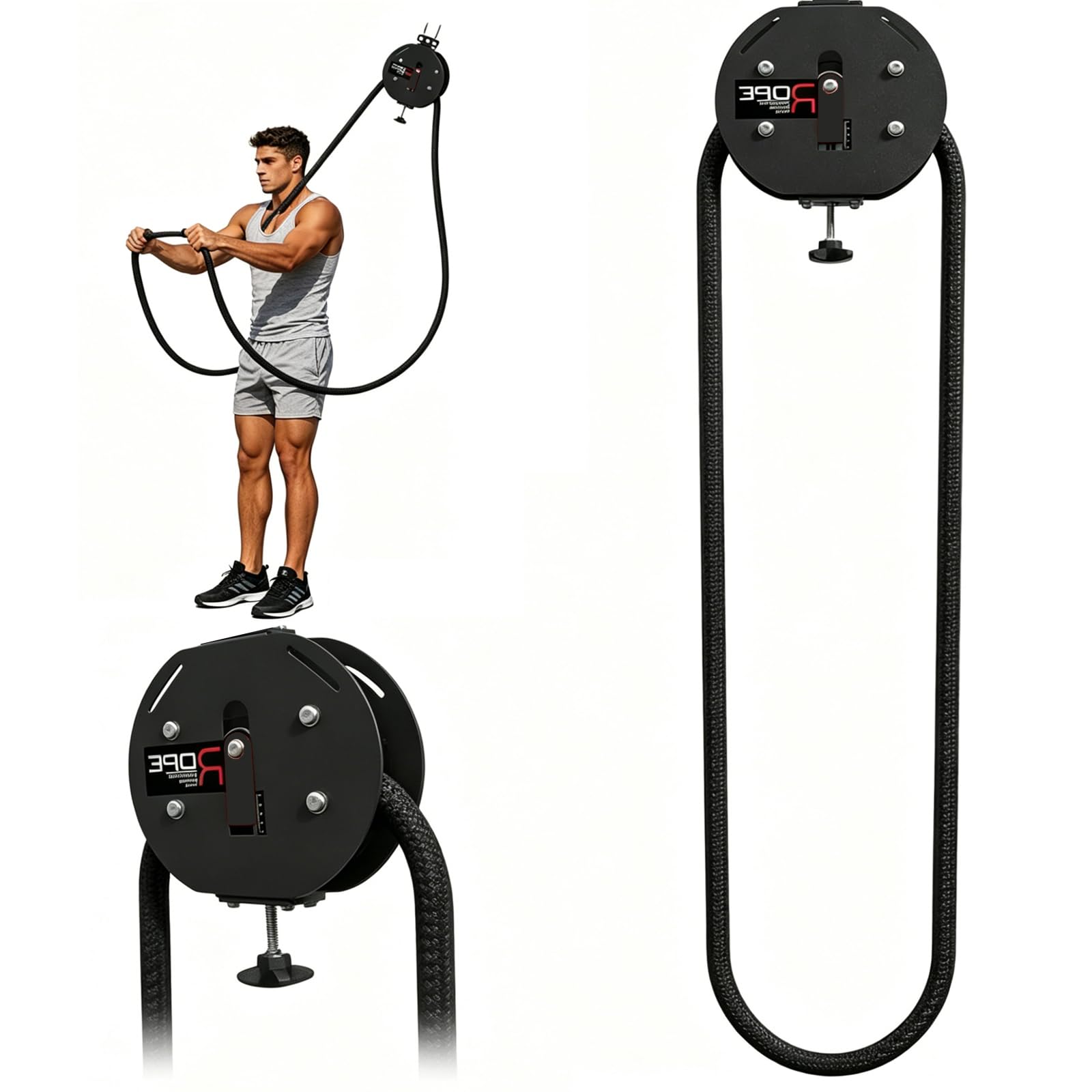Entrenador de Cuerda Sin Fin, PortáTil Equipo de Gimnasio con Poleas, Cuerda de Nylon de Circuito Cerrado de 4m, Resistencia Ajustable, Ligero (7,6 Kg), Entrenamiento FíSico la Espalda