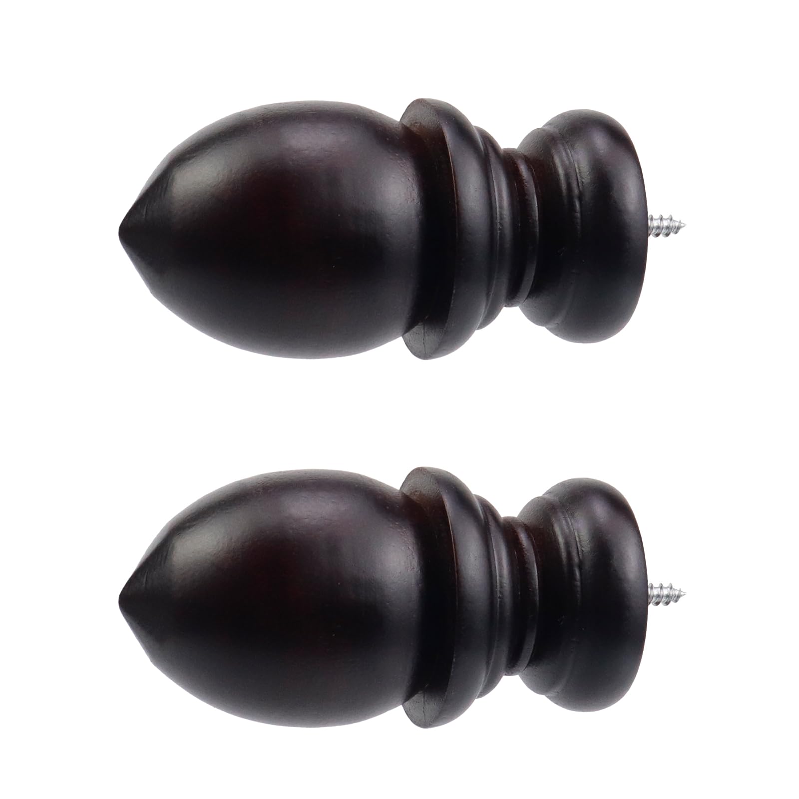 Antrader Finials for Curtain Rods, Wood Curtain Rod Finial Screw on Curtain Rod End Caps Drapery Rods Replacement Finials Fit for 1.5 Inch/38mm