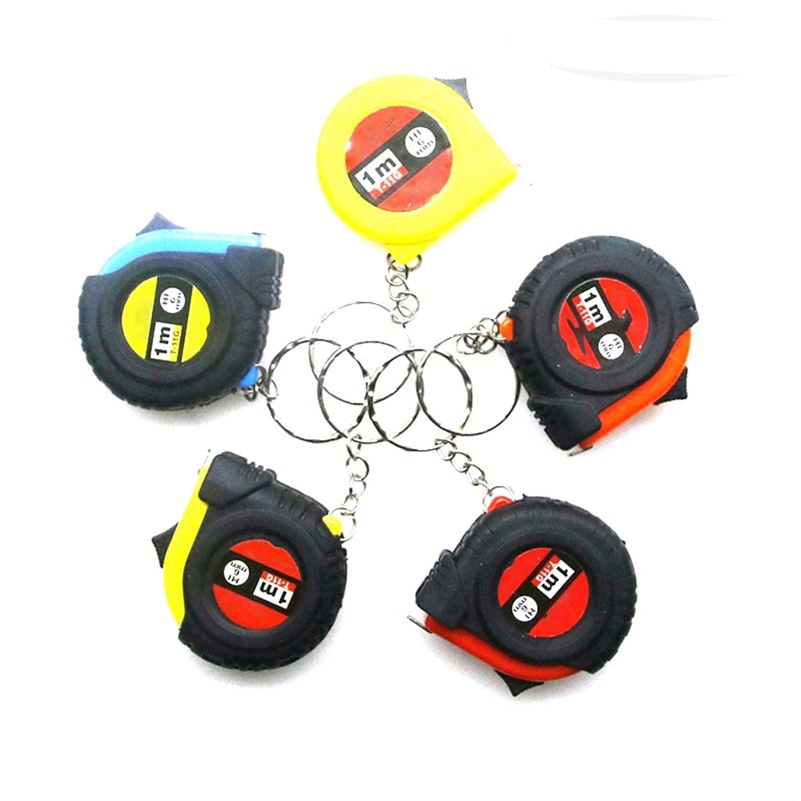 Mètre à Ruban, Mini Ruban à mesurer électrique Porte-clés règle de Traction Universelle Ruban à mesurer métrique Ruban à mesurer rétractable mètre Outil de Tailleur en Pouces(Giallo)