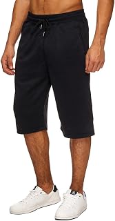 Mens Elastic Waist Drawstring Workout Gym Joggers 3/4 Shorts Summer Casual Sweat Short Pants with Pockets