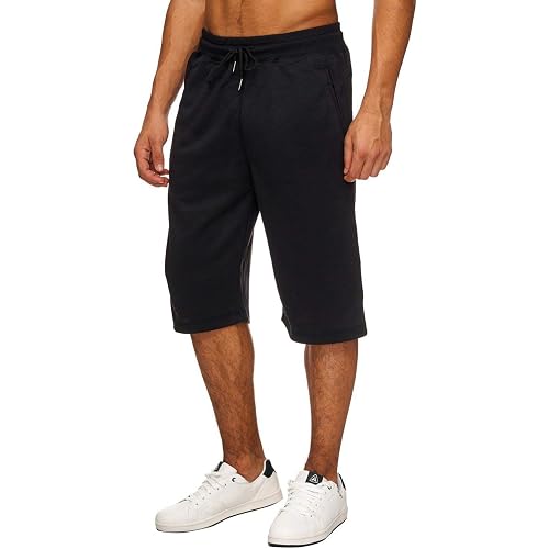 Hidyliu Mens Elastic Waist Drawstring Workout Gym Joggers 3/4 Shorts Summer Casual Sweat Short Pants with Pockets
