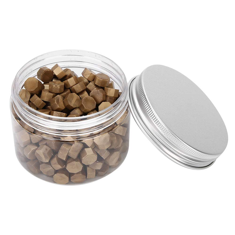 Vintage Sealing Wax, Wax Seal, Suit Bottle Packing Lettering Accessory Matte Gold 200Pcs Octagon Seal for Envelopes Wedding Invitation Documents Invitations(Yakin)