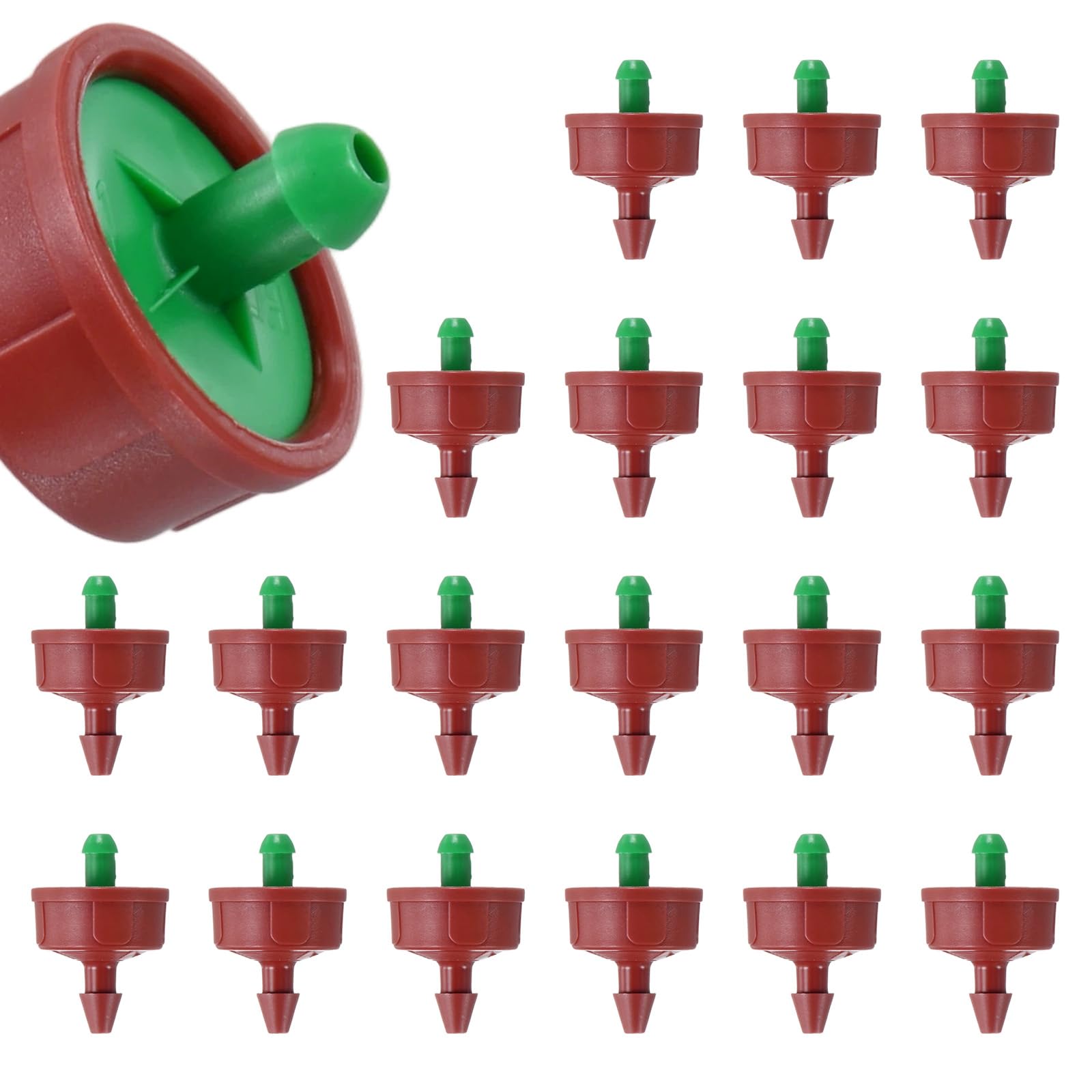 M METERXITY 100-Pack 0.26GPH Pressure Compensating Drippers, Red+Green
