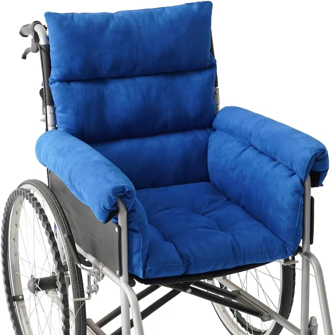 Wheelchair Cushion Soft Wheelchair Accessories Helps Prevent Pressure Armrest Covers and Supports Coccyx& Back,Non- Slip, Fits 18" Chair Warming (Blue)