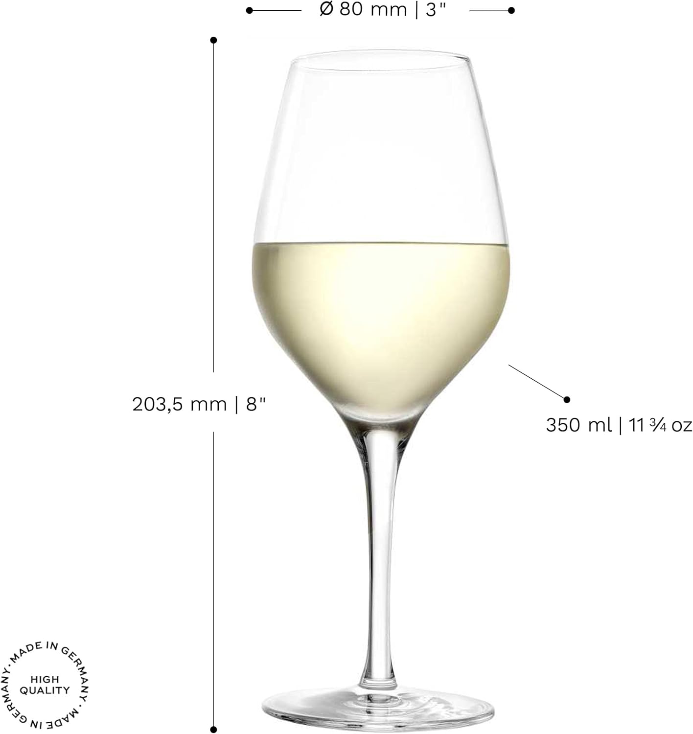Stölzle Lausitz White Wine Glasses Exquisit Set of 6 11.75 oz – Premium Crystal Glasses for Heavy White Wines – Elegant & Durable, Dishwasher Safe, Made in Germany
