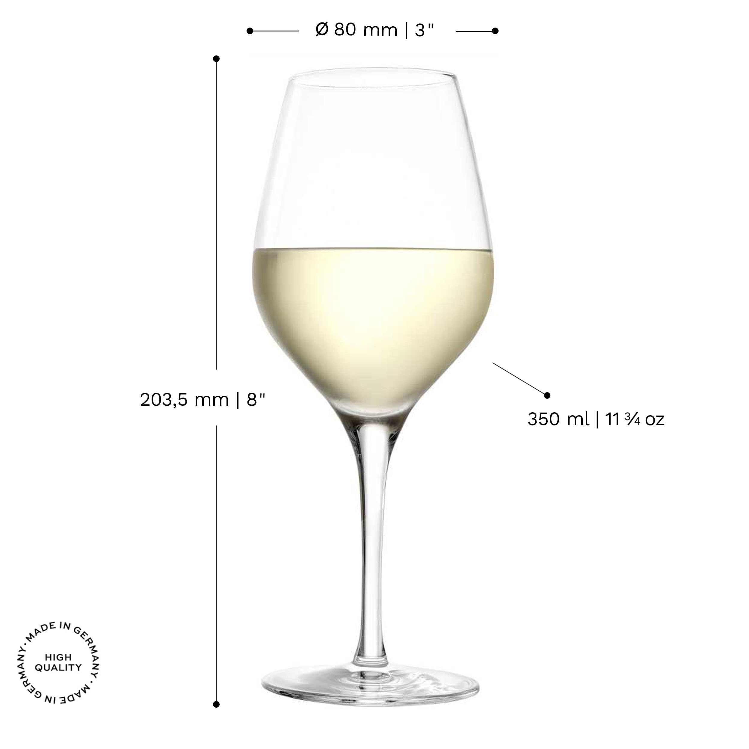 Stölzle Lausitz Verres à Vin Blanc Exquisit Lot de 6 350 ml – Verres en Cristal Haut de Gamme pour Vins Blancs Corsés – Élégants & Durables, Lavables au Lave-Vaisselle, Fabriqués en Allemagne
