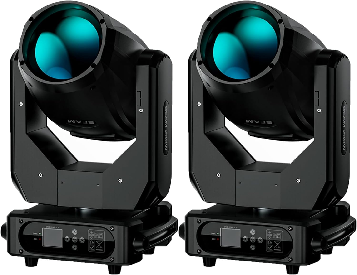 2-Pack 280W Moving Head Beam Light LED High Brightness 14Color 14GOBO 48Prisms Stage Effect with Zoom Beam Angle 16CH DMX-512 Sound Activated