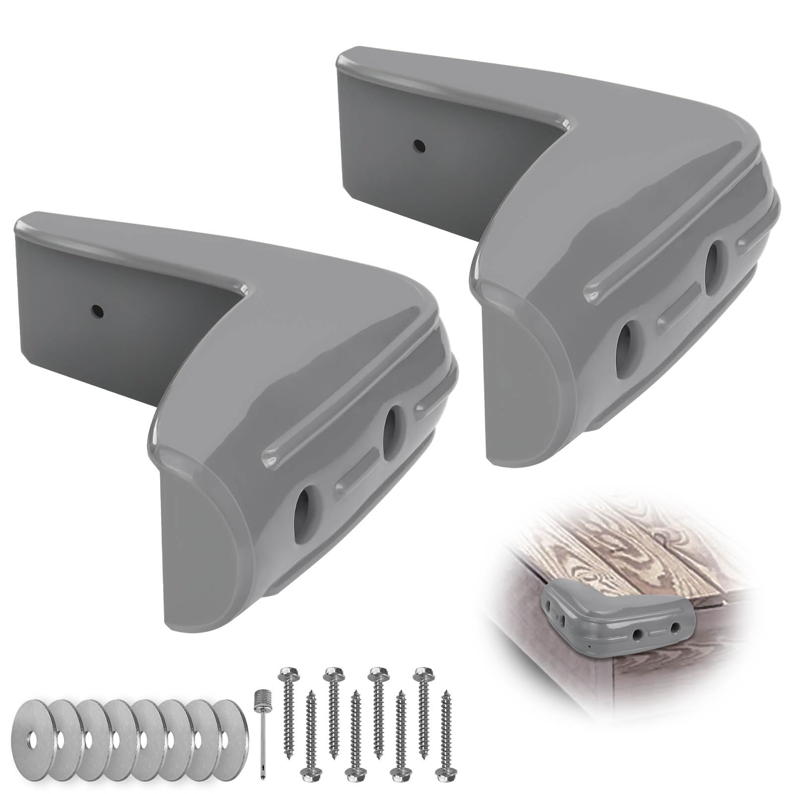 JYINCPED Corner Dock Bumper Fender, Marine Corner Dock Fender Guard, Soft UV-Resistant Marine-Grade Vinyl, Inflatable Protection, 10-Inch x 10-Inch, 2-Pack, Gray
