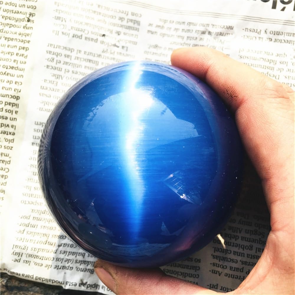 AUOQKQUT Quartz Blue Cat Eye Crystal Ball Orbs Ornaments (Size : 4cm) AUOQKQUT