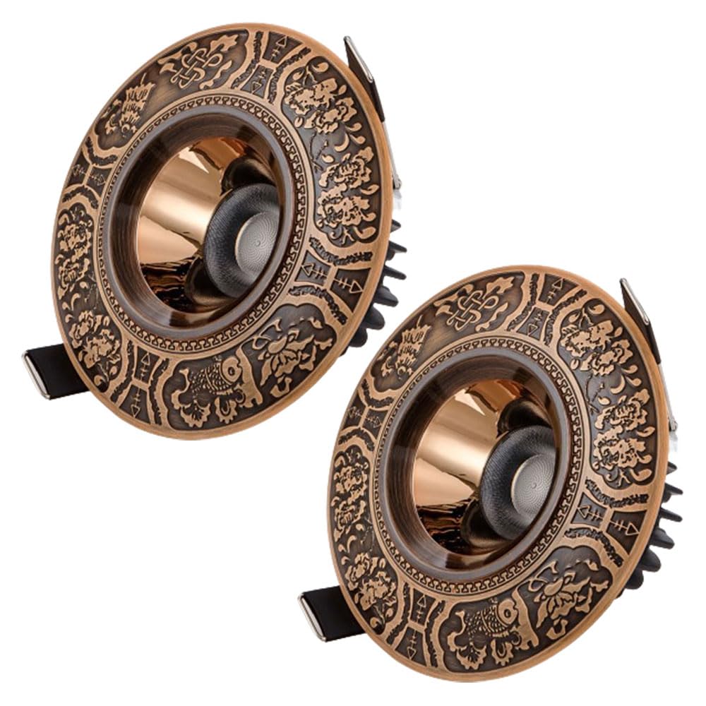 ASerZenith 2 Pack Chinese Style Brass Led Recessed Lighting, 3Cct Dimmable 3000K/4000K/6000K, 10W Led Recessed Downlight,Eyeball Retrofit Spotlight,Red Bronze