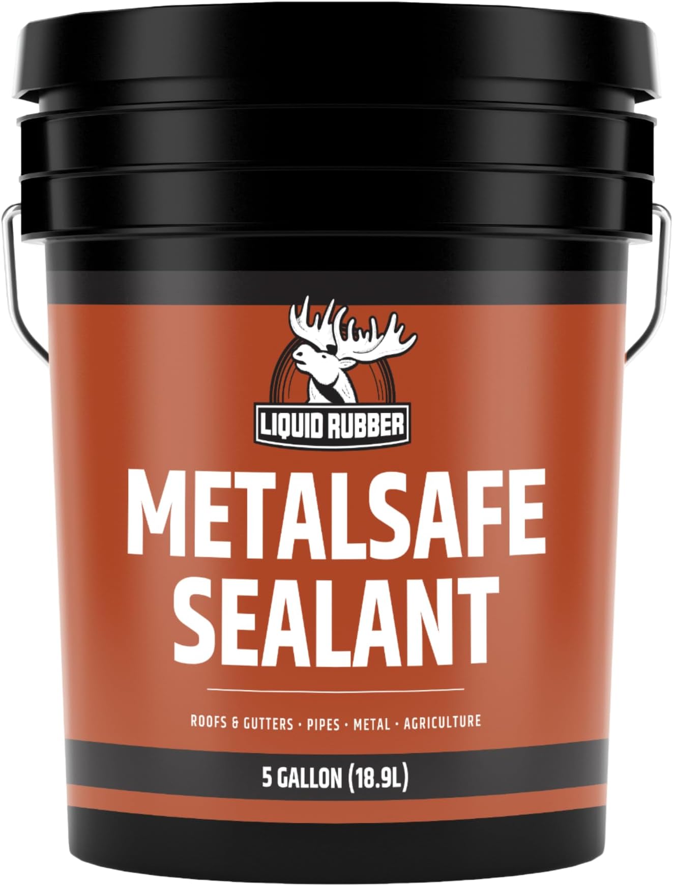 MetalSafe Sealant - Metal Roof Waterproof Membrane Coating and Corrosion Protection, Solar Resistant, Indoor and Outdoor Use, Easy to Apply, 5 Gallon, Black