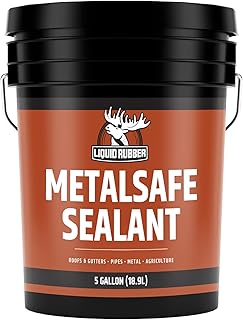 Liquid Rubber MetalSafe Sealant - Metal Roof Waterproof Membrane Coating and Corrosion Protection, Solar Resistant, Indoor and Outdoor Use, Easy to Apply, 5 Gallon, Black