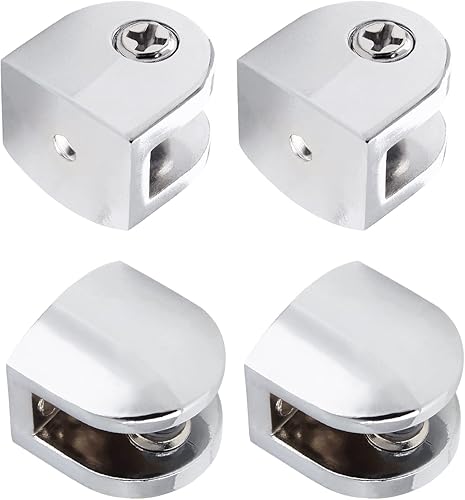 4 soportes de estante de vidrio, soporte de estante de vidrio rectangular ajustable sin marco, soporte de estante de vidrio de aleación de zinc