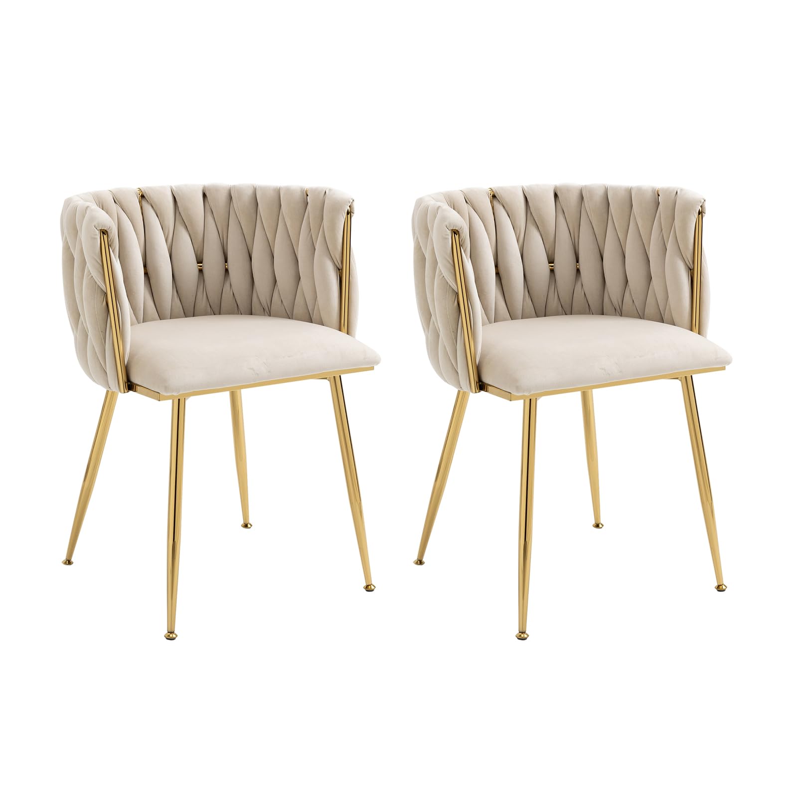 Velvet Dining Chairs Set of 2, Modern Upholstered Dining Chairs with Gold Metal Legs for Dining Room, Vanity, Kitchen, Living Room(Beige)The Forest Stewardship Council