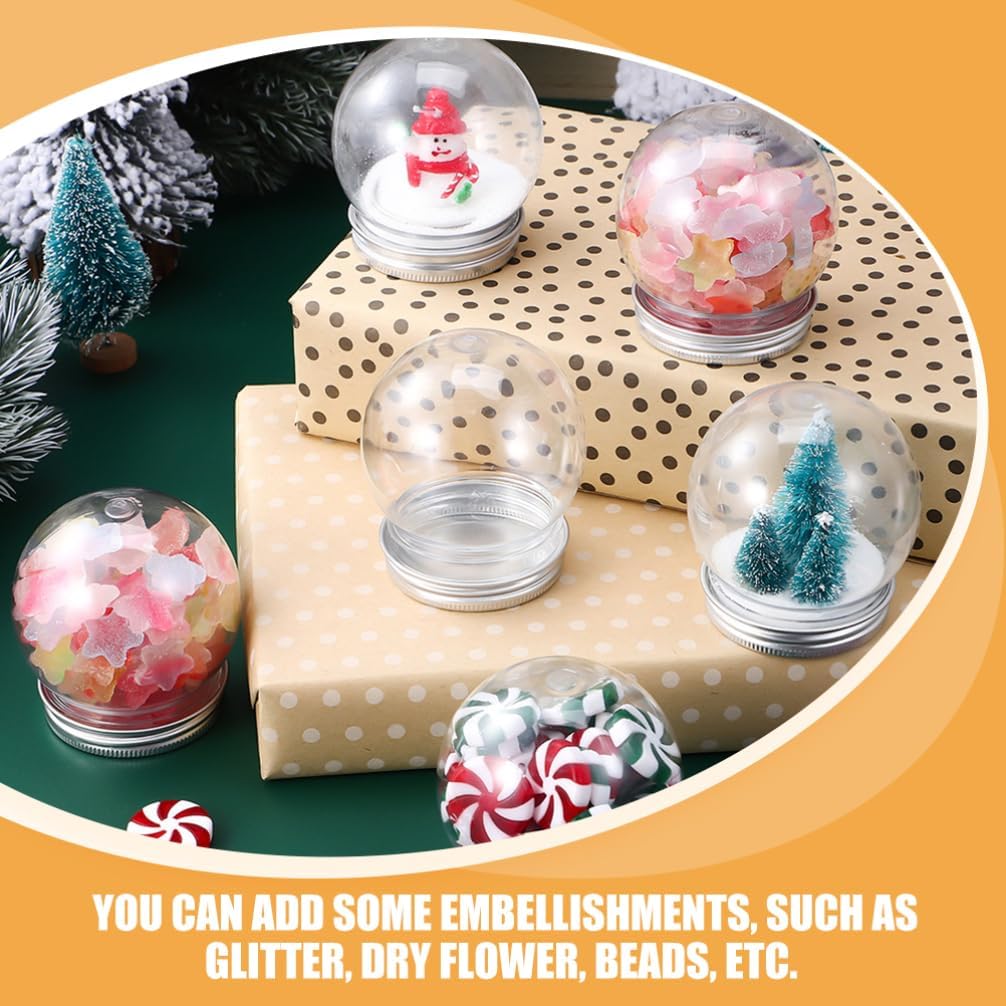 Homoyoyo 32pcs Clear Water Globe Kit Empty Snow Globe Caps for Crafts Christmas Decorations and Creative Projects for Fillers Like Candy Photos and Trees