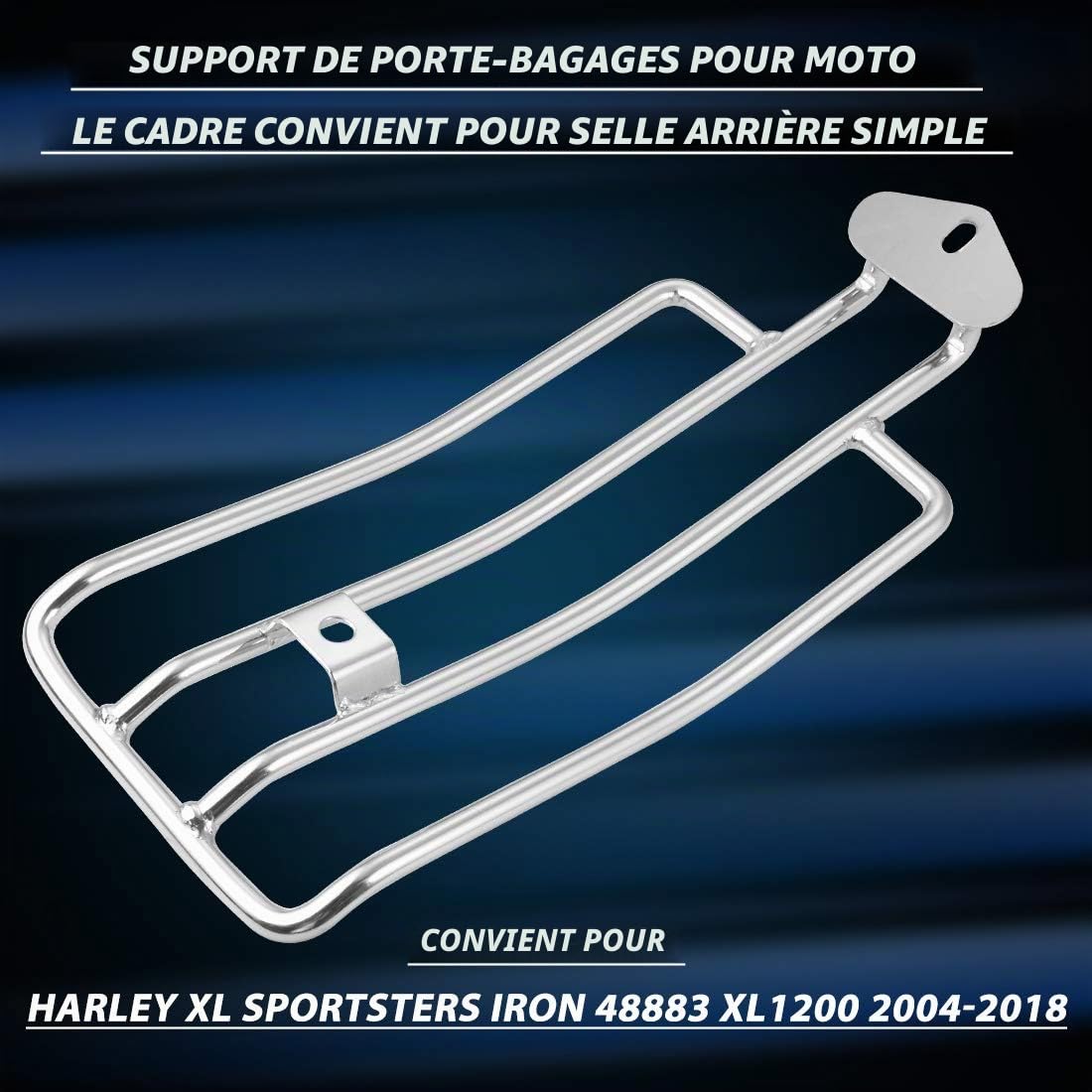 KaTur Moto Porte-Bagages Support à Tablette pour l'arrière Solo Seat 280mm (11") Argent Convient Harley XL Sportster 883 XL1200 1985-2003