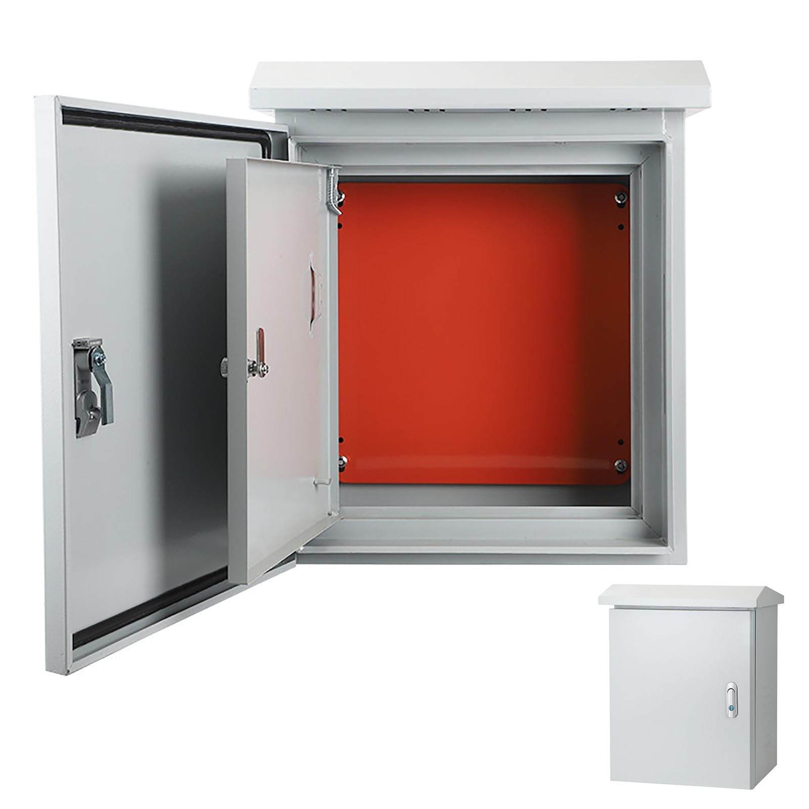 Caja Cuadro Electrico de Acero, Caja Estanca Exterior Electrica con Puerta de Doble Capa | Armario Electrico con Placa de Montaje, Bisagras y Cerradura(50x70x20cm/20x28x8in)