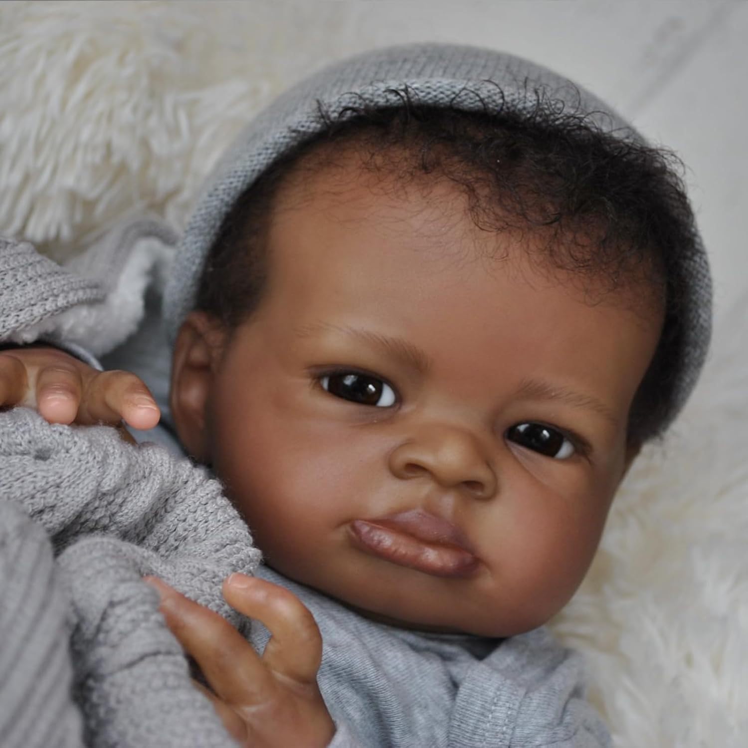 Zero pam 50 cm Reborn Baby Puppe Schwarze,Reborn Baby Junge Vollvinyl Lebensecht Anatomisch Korrekt,Realistische Babypuppen Weichen Körper, Vinyl Babypuppen Wie Echtes Babys