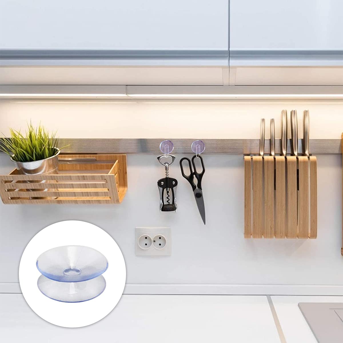 Kiuiom Ventose a doppia faccia,Ventosa in plastica a doppia faccia,Doppia ventosa trasparente,Ventose a doppio lato in silicone,Adatto per esterni,Cucina,Bagno,Specchio,10 pezzi