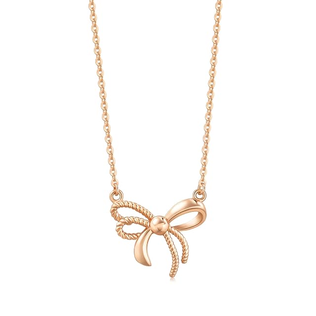 Chow Sang Sang CHOW SANG SANG Delicate Gold 18K Rose Gold MINTY Collection Ribbon Bowtie Necklace for Women 92803N | 18.5 Inches, (47 CM)