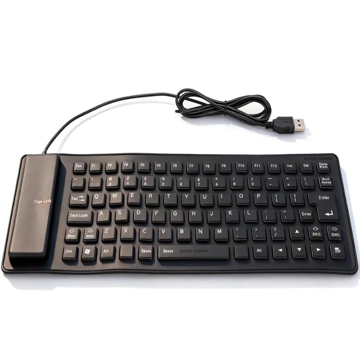 BLACK CROWN Folding Silicone Keyboard - Wired, Pocket Size, Slim, Flexible, Roll-up, USB, Waterproof, Dustproof, Travel Portable, 85 Keys, Soft Touch for Laptop, PC, Desktop, Tablet, Notebook (Black)-picture-31