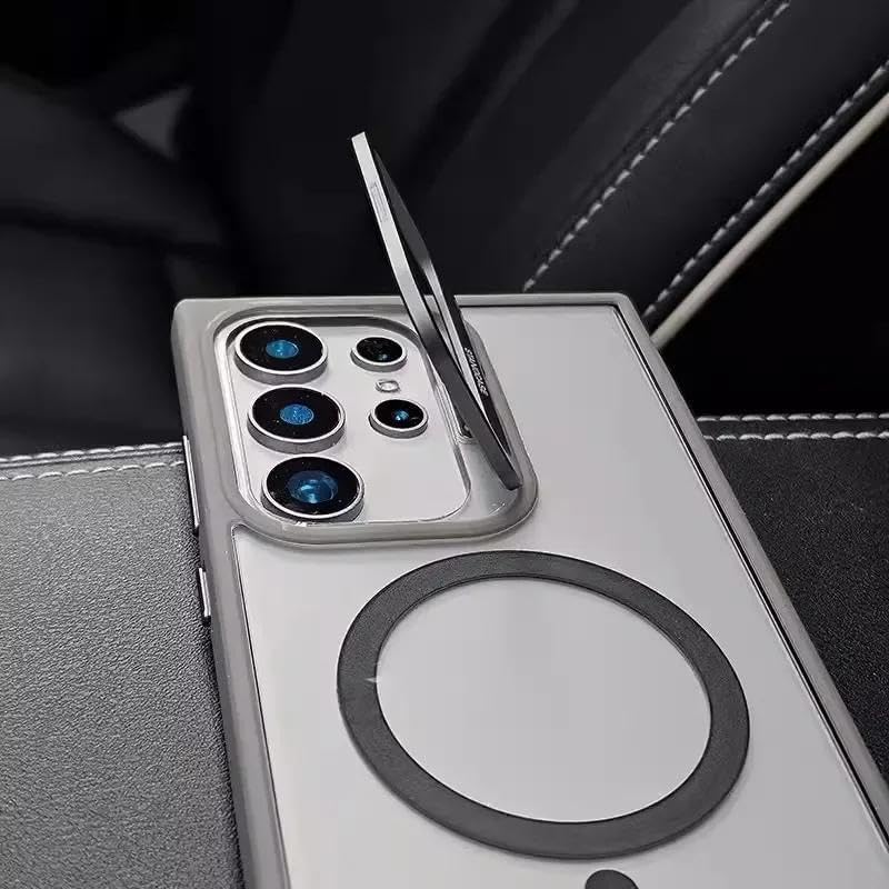 Compatible with S25/ S24/ S23 Plus Shockproof Camera Ring Stand Heavy Duty Clear Camera Lens Protector Phone Case (Blue,for S25 Ultra)