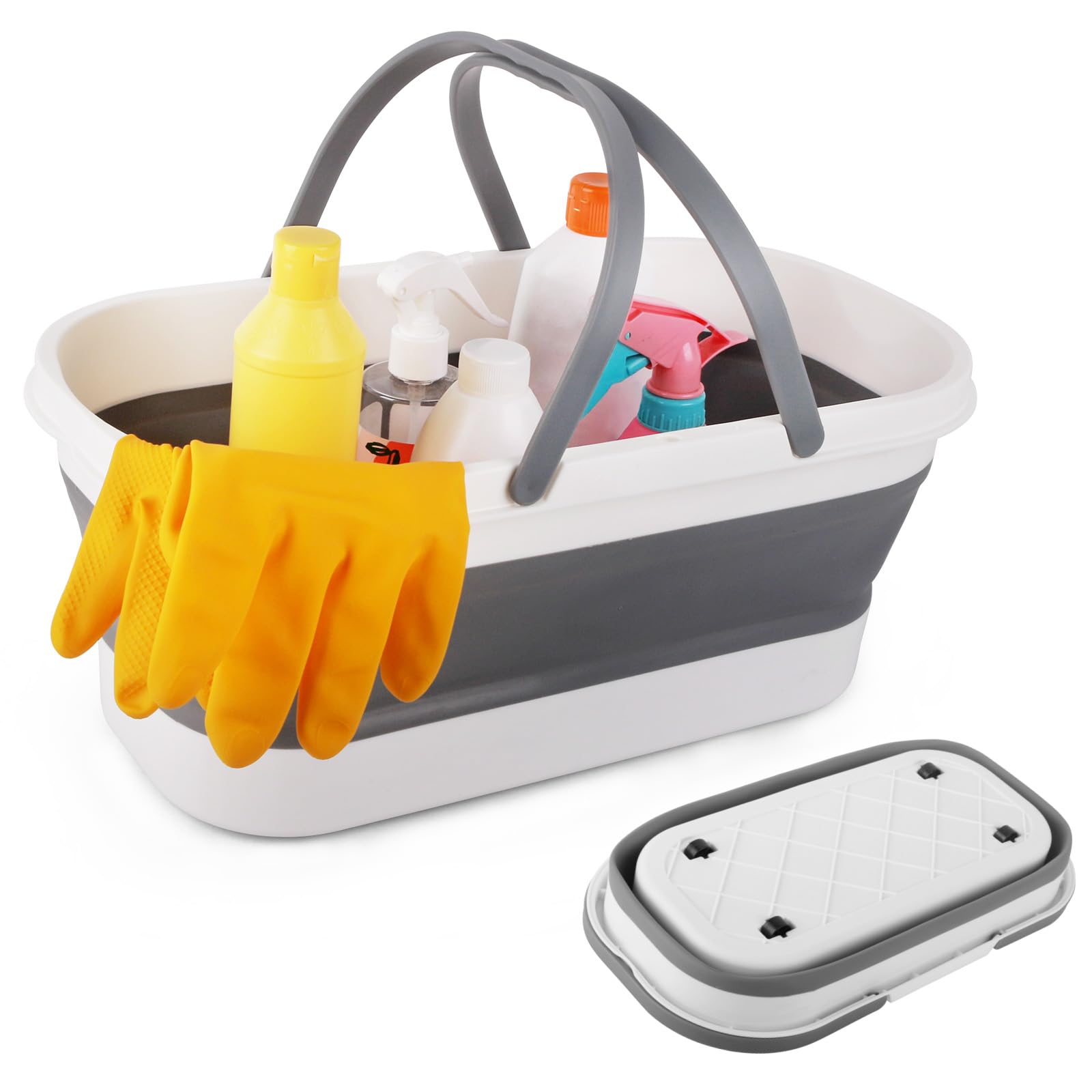 12L Collapsible Mop Bucket with Wheels Folding Car Wash Bucket for Cleaning Supplies Mopping Plastic Buckets with Handle