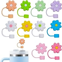 Vista 1 de 10 fundas de paja de silicona con diseño de flores para copa Stanley, fundas reutilizables para popotes compatibles con 30 y 40 onzas, adornos