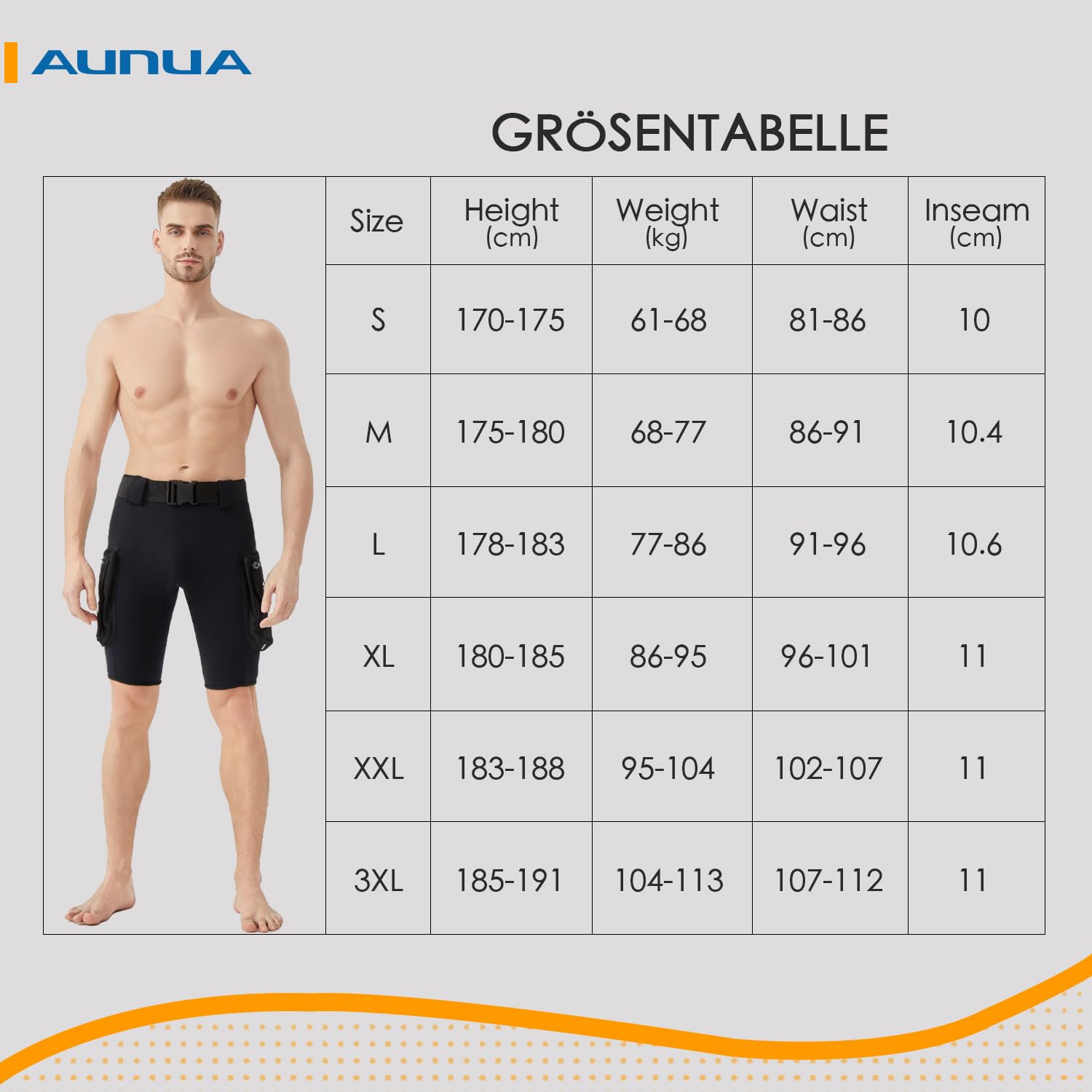 2mm Herren Neopren Tauchshorts mit Cargotaschen für Tauchen, Schnorcheln, Surfen und Schwimmen