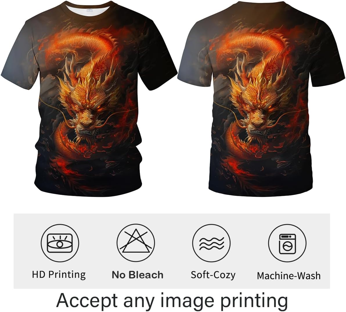 LAOLIUSN Traditional Chinese Dragon T-Shirt Funny Anime Graphic Tee Shirt - Image 4
