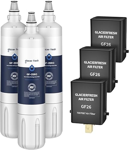 GLACIER FRESH Filtro de agua 4204490 y cartucho de purificación de aire 7007067 paquete combinado compatible con Sub-Zero 4204490 4290510 filtro de