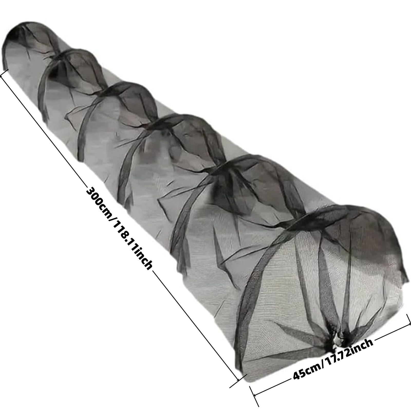Générique Tunnel de Plantation agricole 300 x 45 x 45 cm en Plastique Noir avec Filet pour Jardin Potager Protection Contre Le Gel Serre sans Support,Filet Tunnel Jardin Potager(3 PCS)