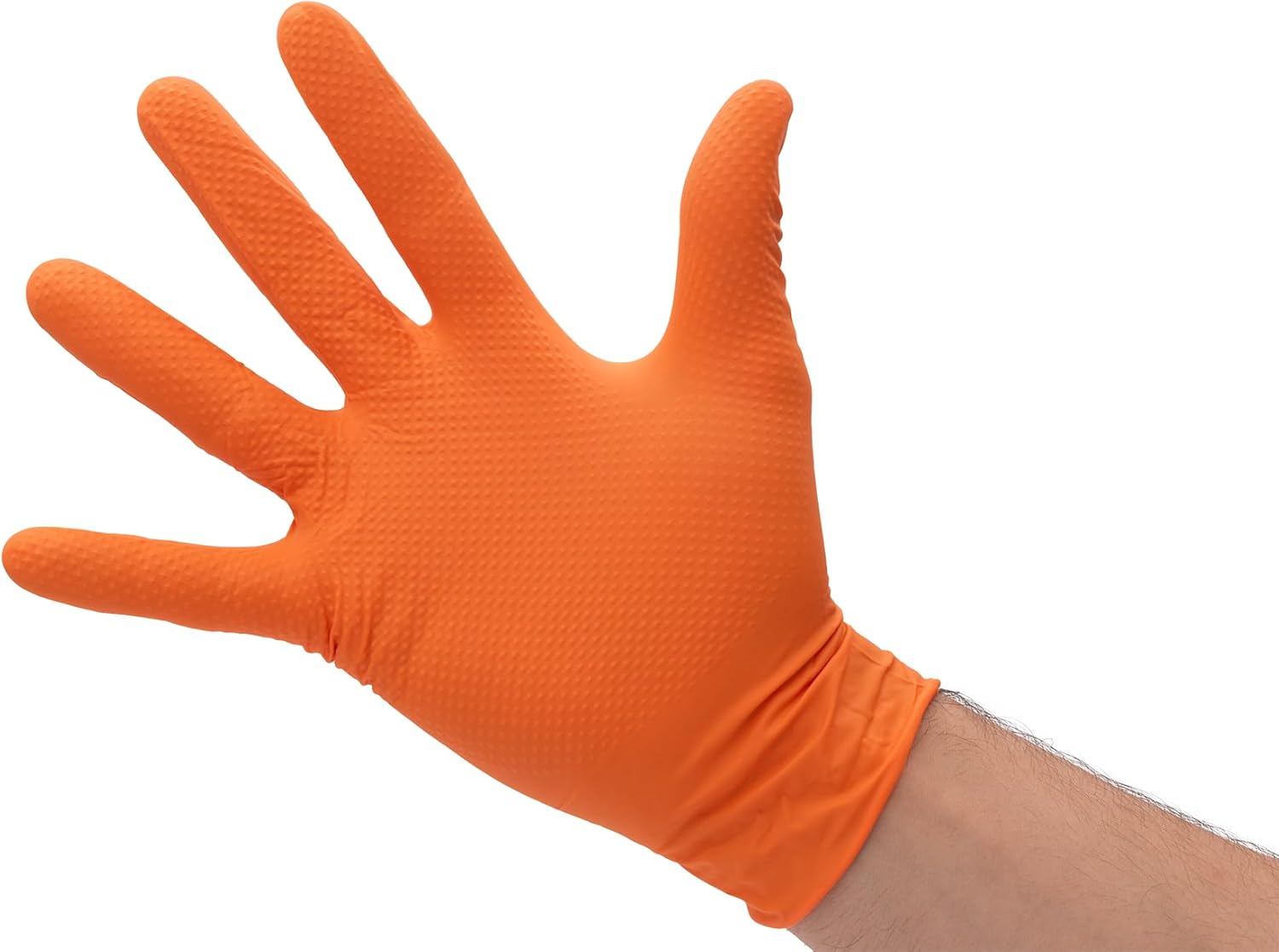 DENCO DISTRIBUTING, INC. Griptensity Orange Diamond Texture Nitrile Gloves - 8MIL - Industrial - Hi-Vis - 1000 Per Case