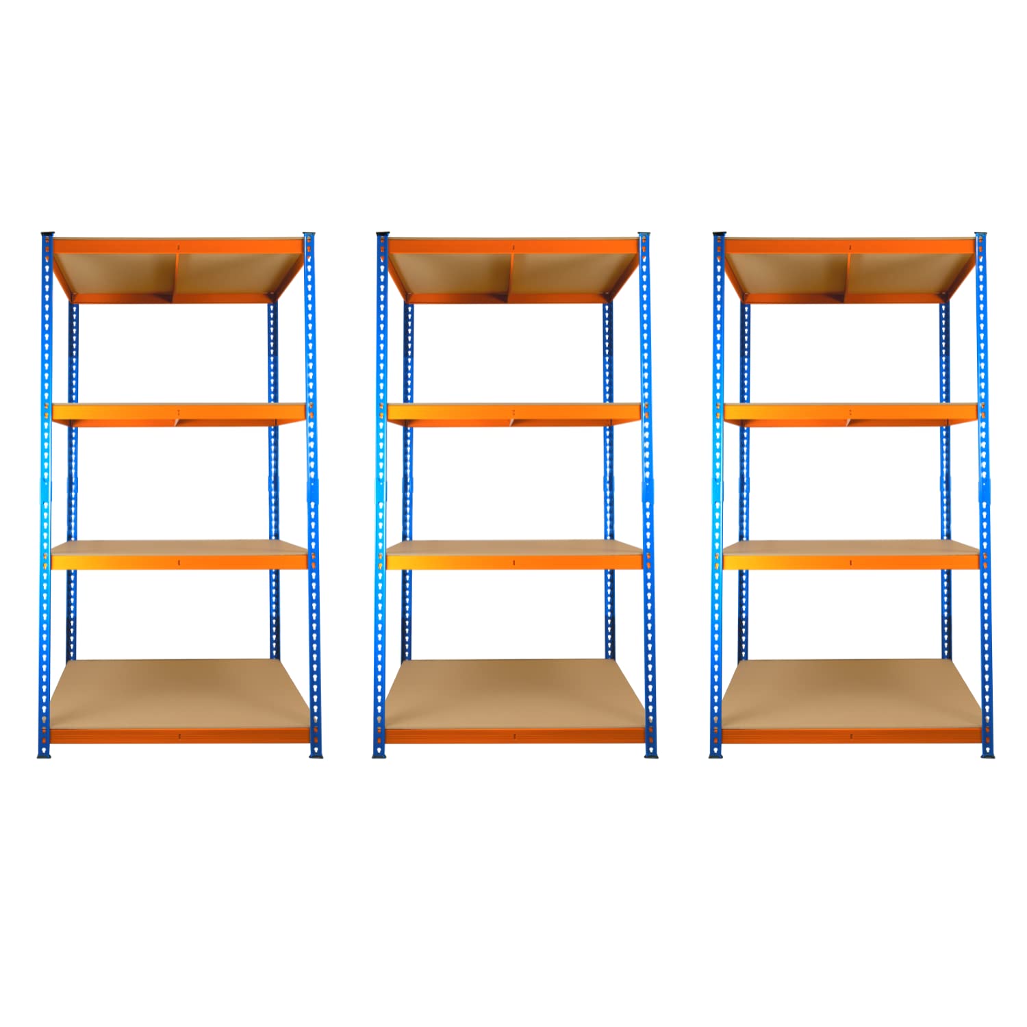TRADE PRICE DEALS 3 BAY DEAL 4 Tier Extra Heavy Duty Racking Warehouse Storage Industrial Garage Metal Shelving Units 300kg Per Shelf (180 x 90 x 60cm)