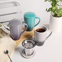 Vista 7 de Sweejar Taza de Té de Porcelana con Infusor y Tapa, Tetera con Filtro, Colador Infusor de Tazas de Té de Hojas Sueltas, 16 Fl Oz para Azul degradado