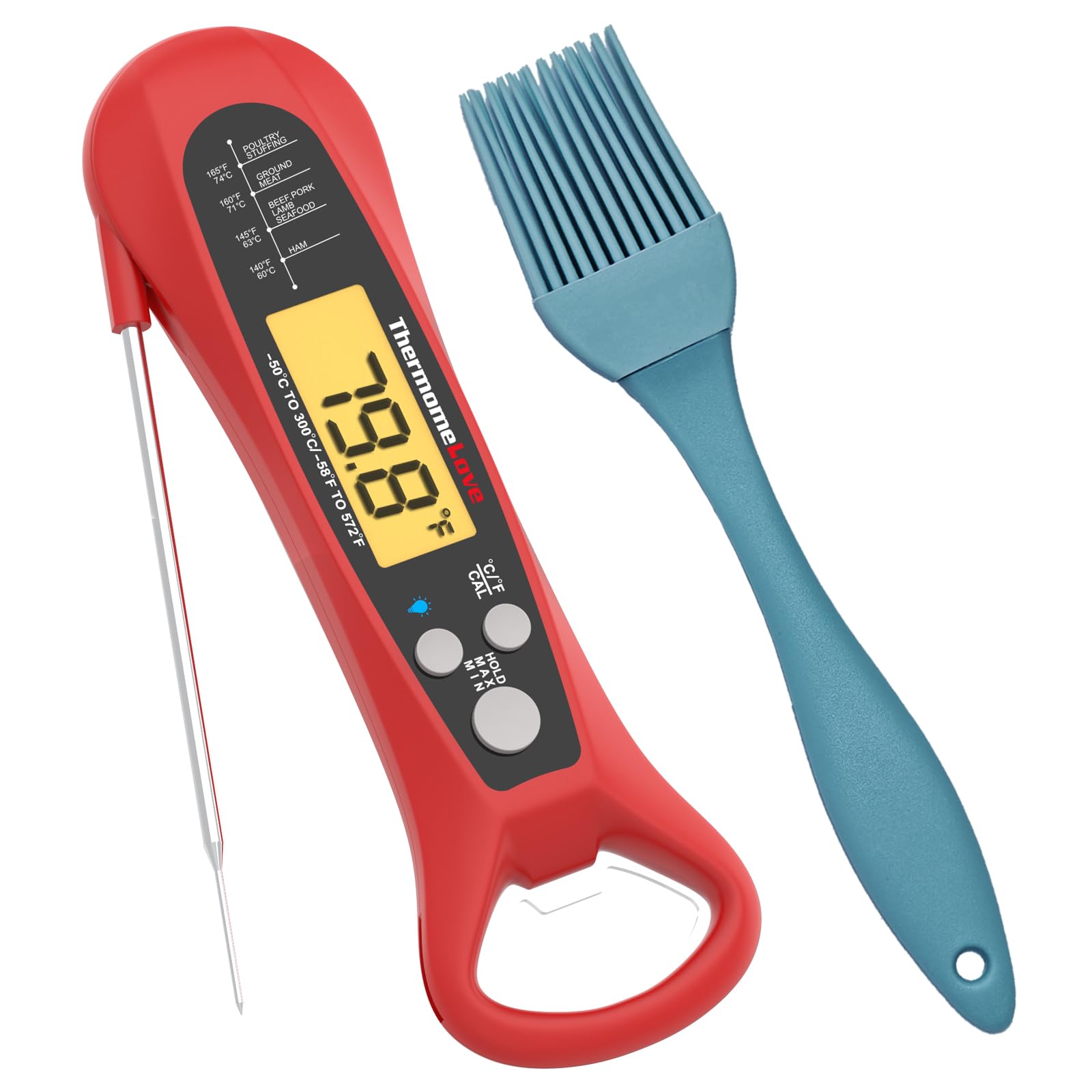 Thermomelove Digital Meat Thermometer with LCD Display,Waterproof,2-3s Response Time,for Cooking,Candy,Deep Fry,BBQ,Grill,Oil,Smoker and Roast,Camping